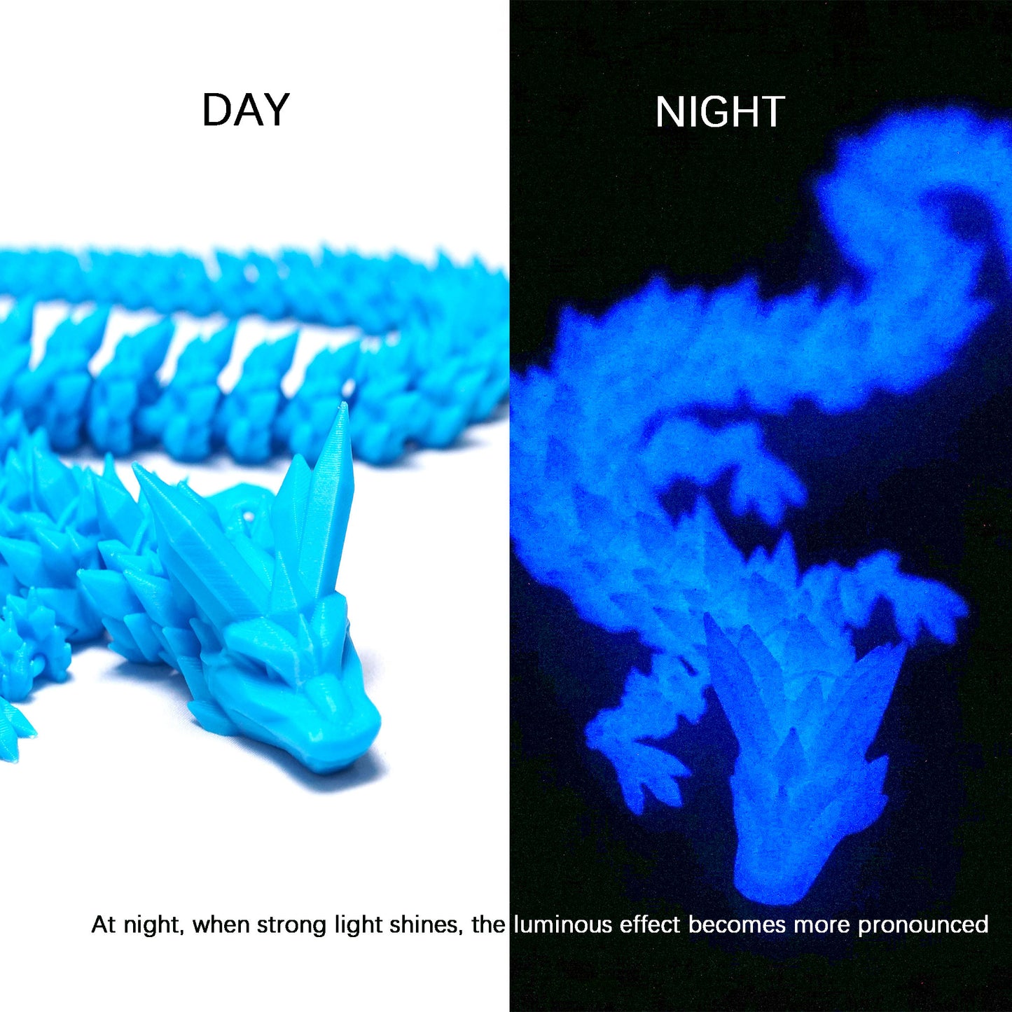 3D Printed Crystal Blue Dragon Model,Flexible Animals Statue,Joint Mobility Festival Gifts,Home Office Decor,Interesting Toys for Autism/ADHD