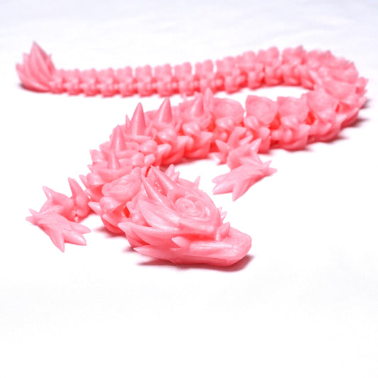 3D Printed Rose Pink Dragon Model,Flexible Animals Statue,Joint Mobility Festival Gifts,Home Office Decor,Interesting Toys for Autism/ADHD