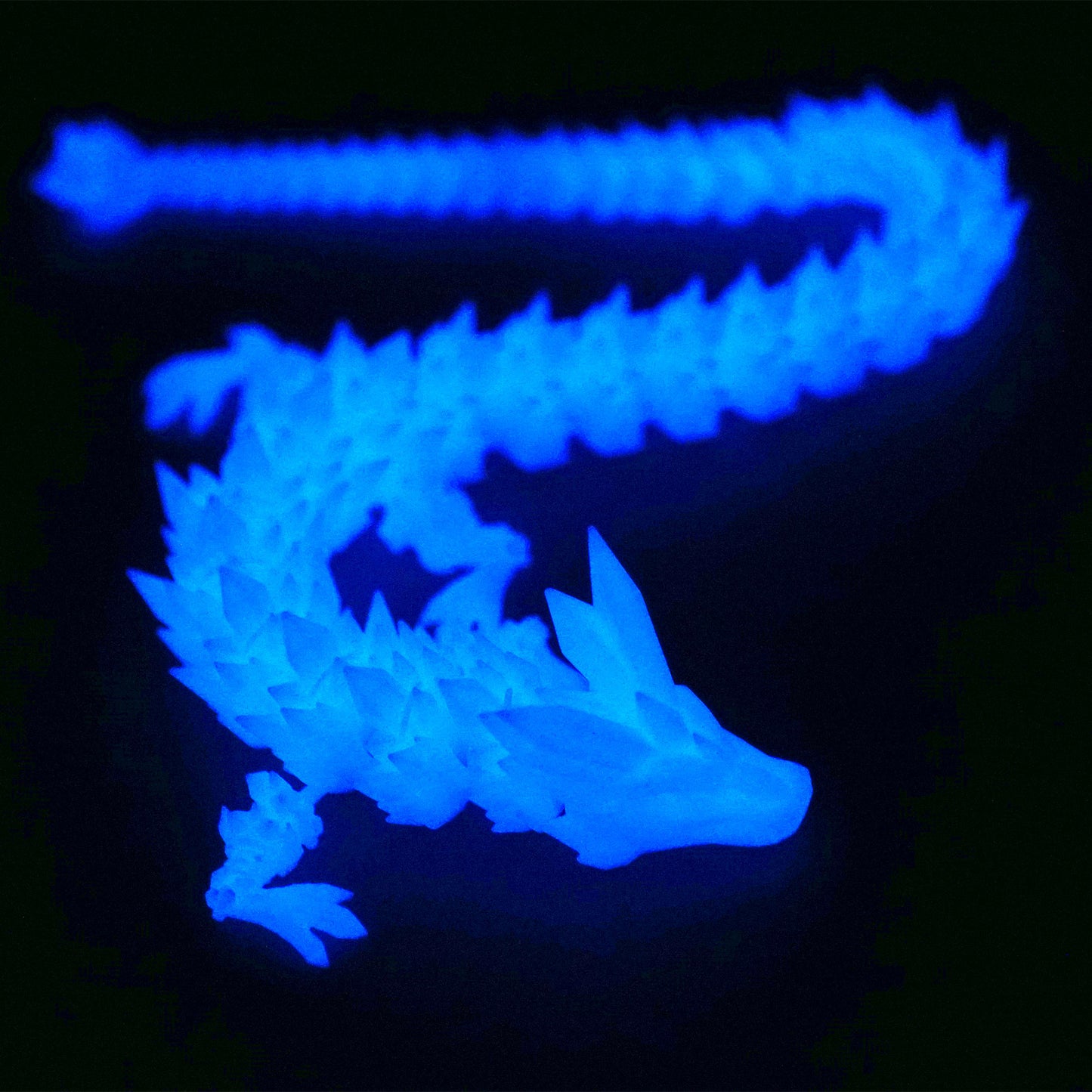 3D Printed Crystal Blue Dragon Model,Flexible Animals Statue,Joint Mobility Festival Gifts,Home Office Decor,Interesting Toys for Autism/ADHD