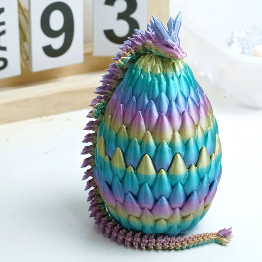 3D Printed Rainbow Dragon Egg Model,Flexible Animals Statue,Joint Mobility Festival Gifts,Home Office Decor,Interesting Toys for Autism/ADHD