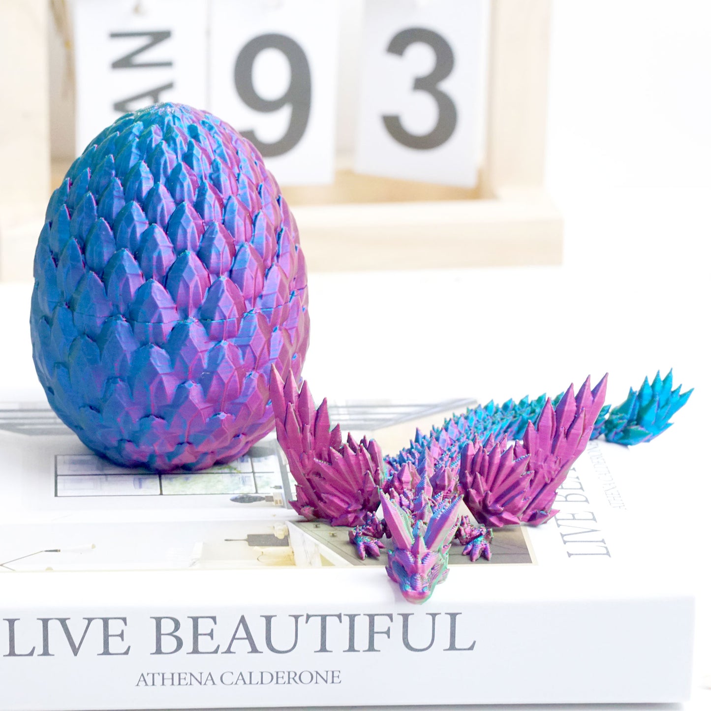 3D Printed Gemstone pterosaur egg Model,Flexible Animals Statue,Joint Mobility Festival Gifts,Home Office Decor,Interesting Toys for Autism/ADHD