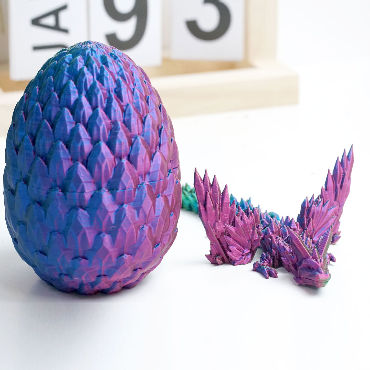 3D Printed Gemstone pterosaur egg Model,Flexible Animals Statue,Joint Mobility Festival Gifts,Home Office Decor,Interesting Toys for Autism/ADHD