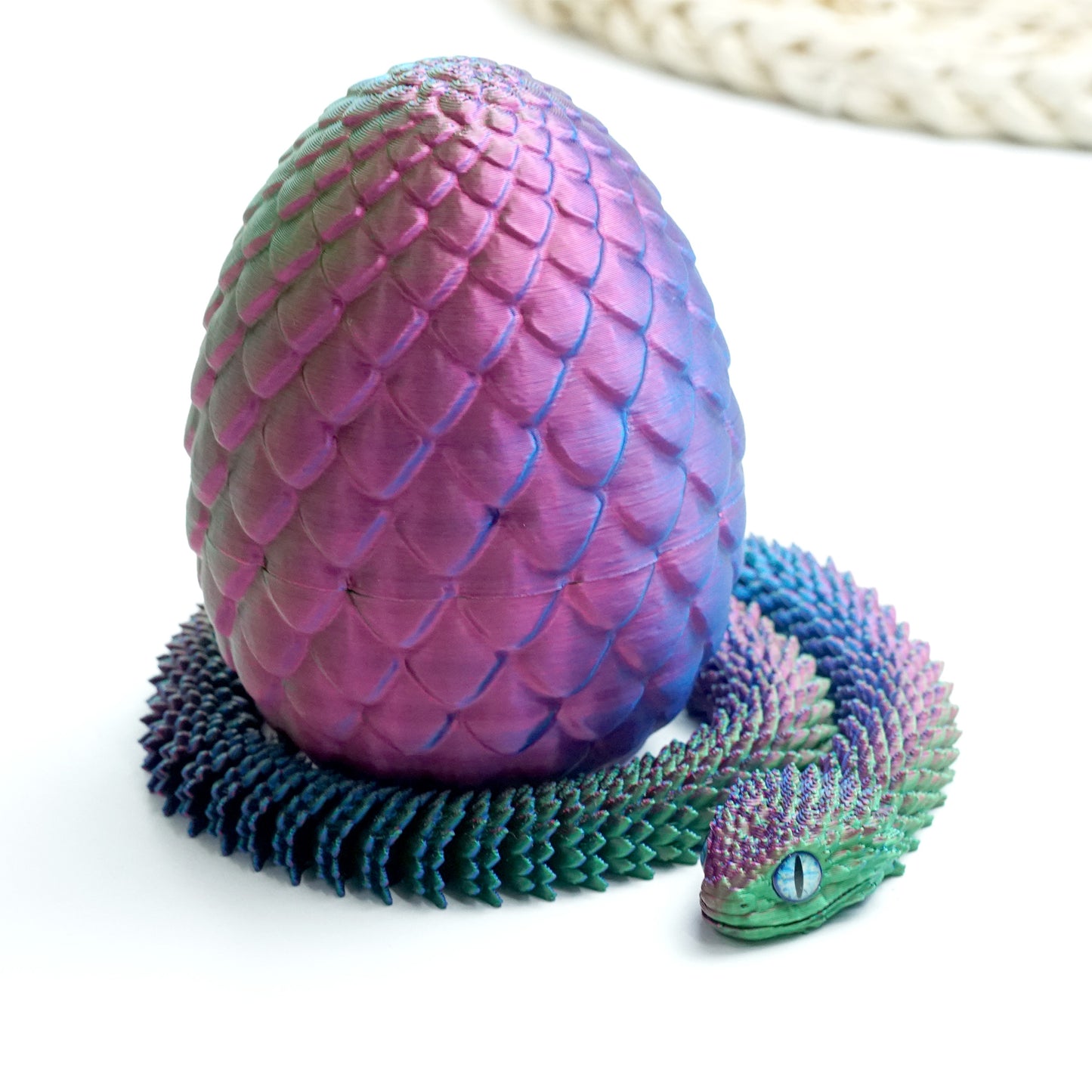 3D Printed Snake Egg Model,Flexible Animals Statue,Joint Mobility Festival Gifts,Home Office Decor,Interesting Toys for Autism/ADHD