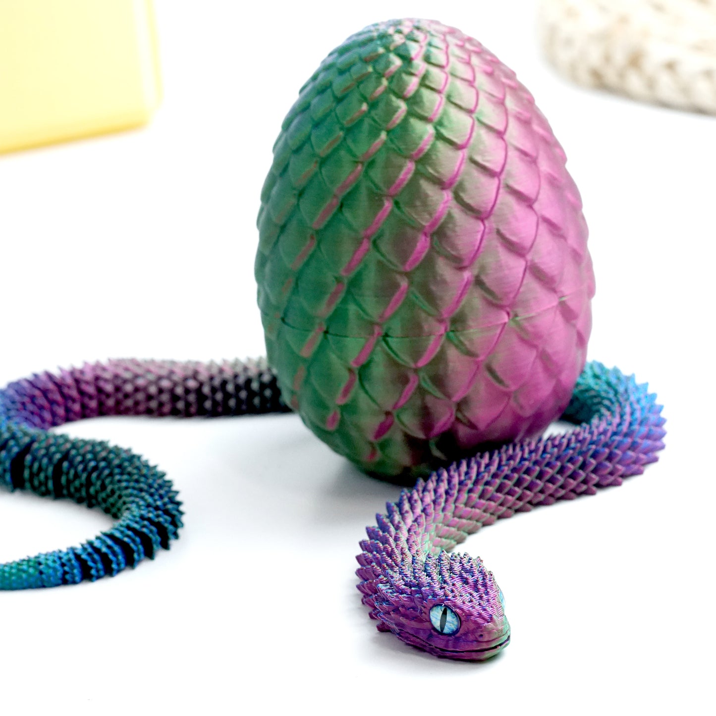 3D Printed Snake Egg Model,Flexible Animals Statue,Joint Mobility Festival Gifts,Home Office Decor,Interesting Toys for Autism/ADHD