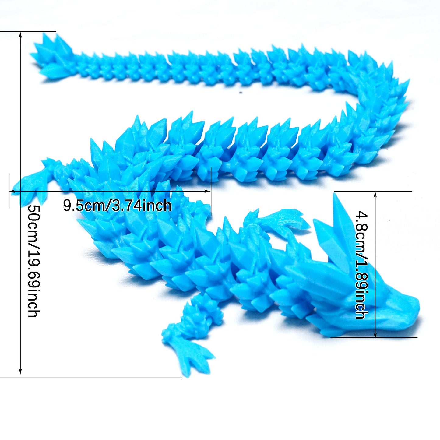 3D Printed Crystal Blue Dragon Model,Flexible Animals Statue,Joint Mobility Festival Gifts,Home Office Decor,Interesting Toys for Autism/ADHD